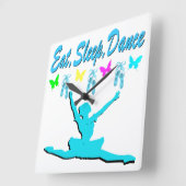 食べ眠りバレリーナデザイン スクエア壁時計 (傾斜)