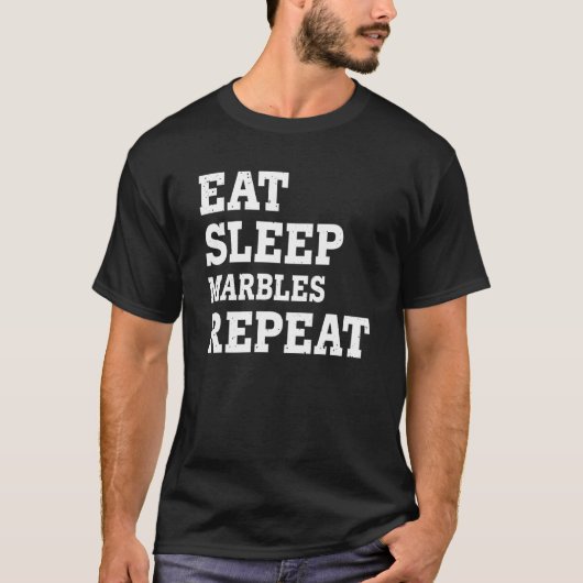 食べ眠りビー玉が皮肉を繰り返す Tシャツ (正面)