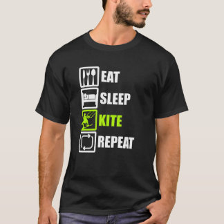 食べ眠り凧跳びキテボードキテサーフィン Tシャツ