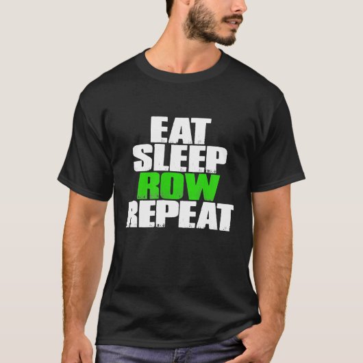 食べ眠り列の繰りおもしろい返しボート Tシャツ (正面)