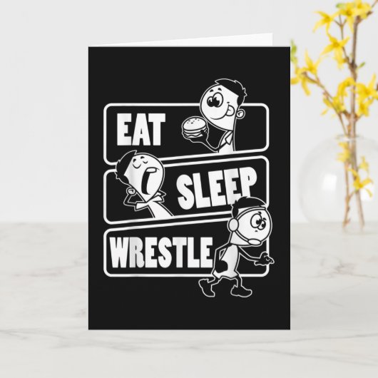 食べ眠り相撲リピートおもしろいレスリング カード (黄色い花)