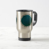 食べ眠り編み・ティール(緑がかった色)糸玉 トラベルマグ (正面右)