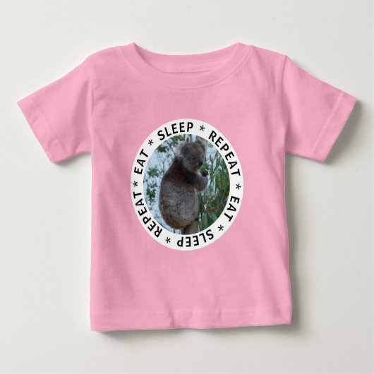食べ眠り繰りおもしろい返す可愛いコアラ ベビーTシャツ (正面)