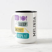 食べ眠り繰り返しパーソナライズされた音 ツートーンマグカップ (正面左)