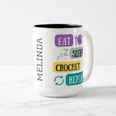 食べ眠り繰り返しパーソナライズされた音 ツートーンマグカップ (正面右)