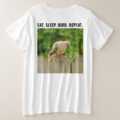 食べ眠り鳥がバーダーのプラスサイズを繰り返す プラスサイズTシャツ (デザイン裏面)