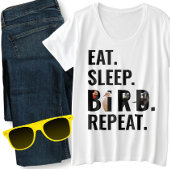 食べ眠り鳥がバーダーのプラスサイズを繰り返す プラスサイズTシャツ