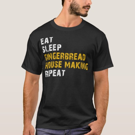 食べ眠るジンジャーブレッドハウス Tシャツ (正面)