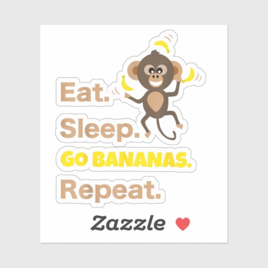 食べ眠るバナナの繰り返しおもしろいかわいい動物の僧侶 シール (シート)