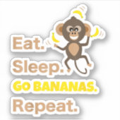 食べ眠るバナナの繰り返しおもしろいかわいい動物の僧侶 シール (正面)