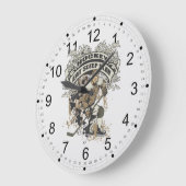 食べ眠るホッケー遊 ラージ壁時計 (傾斜)