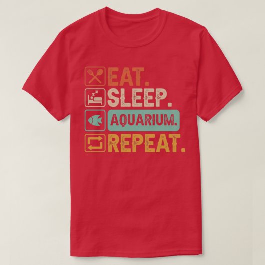 食べ眠る水族館が鳥好おもしろいきを繰り返す Tシャツ (デザイン正面)