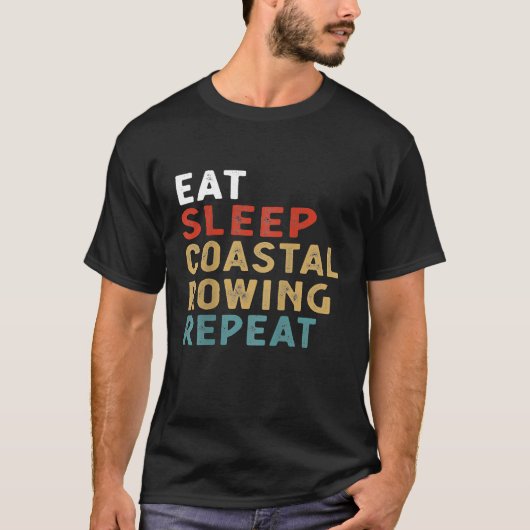 食べ眠る海岸漕ぎ繰りおもしろい返し選手ギフト Tシャツ (正面)
