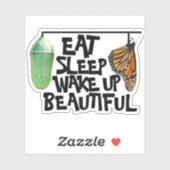 食べ眠る、目覚める美しい（昆虫）オオカバマダラ、モナーク蝶 シール (シート)