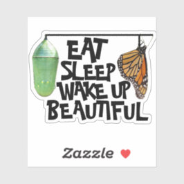 食べ眠る、目覚める美しい（昆虫）オオカバマダラ、モナーク蝶 シール