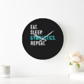 食べ眠れ。体操。繰り返します。 ラージ壁時計 (ホーム)