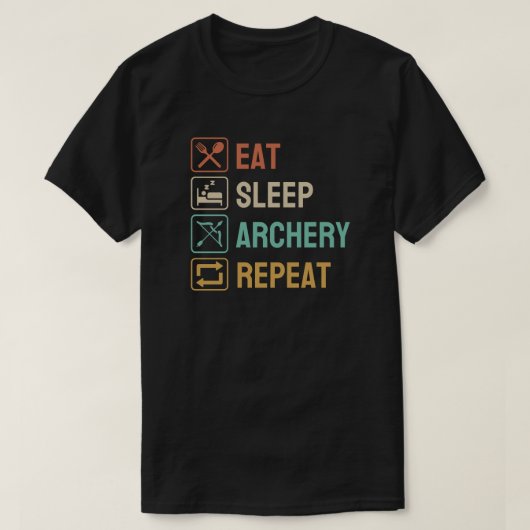 食べ眠アーチェリー | アーテおもしろいリー Tシャツ (デザイン正面)