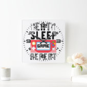 食べ眠ゲーム スクエア壁時計 (ホーム)