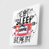 食べ眠ゲーム スクエア壁時計 (傾斜)