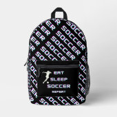 食べ眠サッカー プリントバックパック (正面)