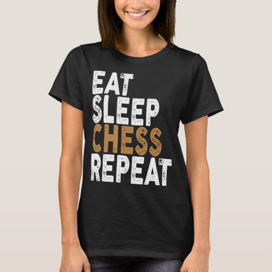 食べ眠チェス繰りチェス Tシャツ (正面)