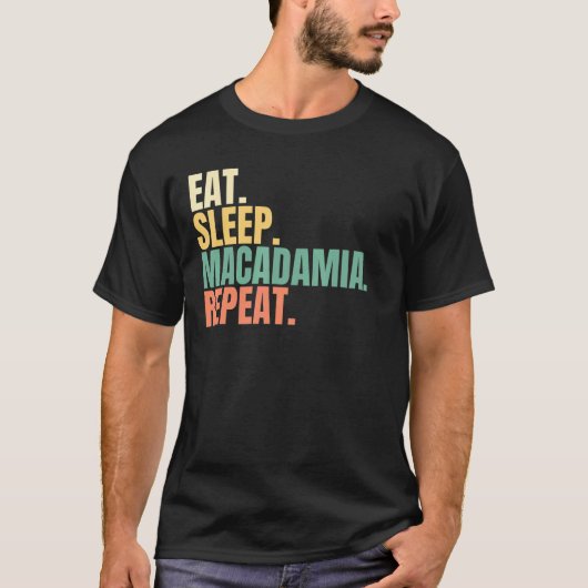 食べ眠マカダミアリピート Tシャツ (正面)