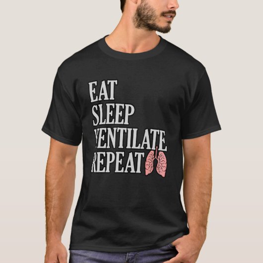 食べ眠時換気喘息認識度月灰色Gr Tシャツ (正面)
