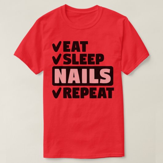 食べ眠爪、 ネイル反復 Tシャツ (デザイン正面)