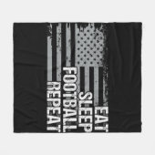 食べ眠眠サッカー繰り返し米国のフラグ男性の女性女の子 フリースブランケット (正面(横))