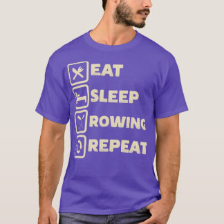 食べ眠眠ローイングリピおもしろいーPontooning Boating R Tシャツ