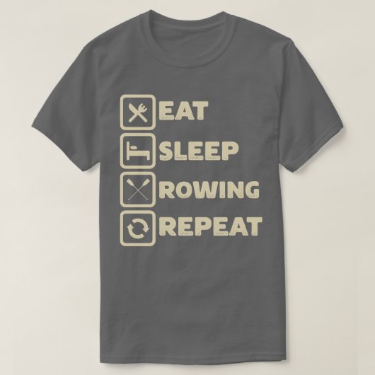 食べ眠眠ローイングリピおもしろいーPontooning Boating R Tシャツ (デザイン正面)