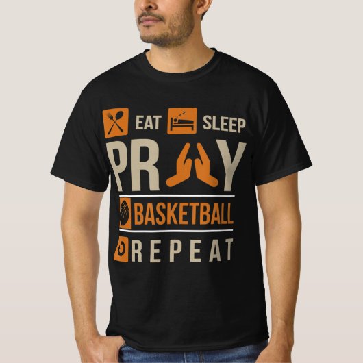 食べ眠祈バスケットボールリピーターアスリート Tシャツ (正面)