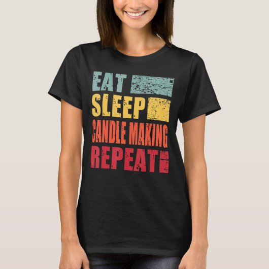 食べ眠蝋燭製造 Tシャツ (正面)