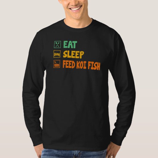食べ眠食べ物を与え水中競技魚魚コイ魚コイ動物F Tシャツ (正面)