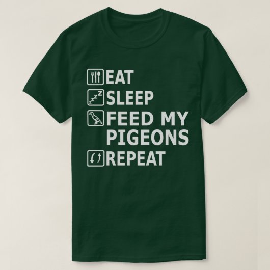 食べ眠鳩食べ食べ物リピートデザインファン Tシャツ (デザイン正面)