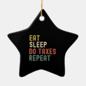 食べ睡眠は税金の繰り返しヴィンテージ会計士 セラミックオーナメント (正面)
