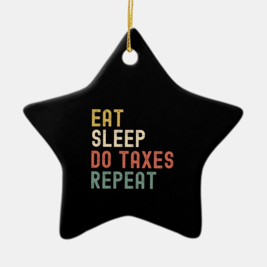 食べ睡眠は税金の繰り返しヴィンテージ会計士 セラミックオーナメント (正面)