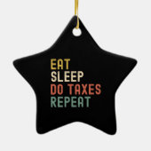 食べ睡眠は税金の繰り返しヴィンテージ会計士 セラミックオーナメント (裏面)