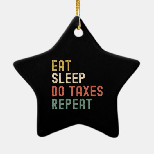 食べ睡眠は税金の繰り返しヴィンテージ会計士 セラミックオーナメント (裏面)