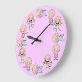 食べ睡眠ウンチベビーの子供部屋の時計 ラージ壁時計 (傾斜)