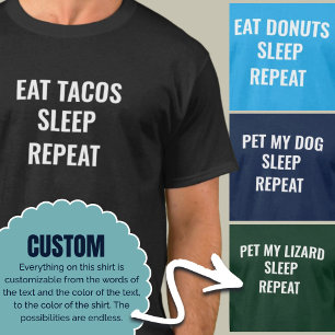 食べ睡眠カスタムリピートパーソナライズされたホビー Tシャツ