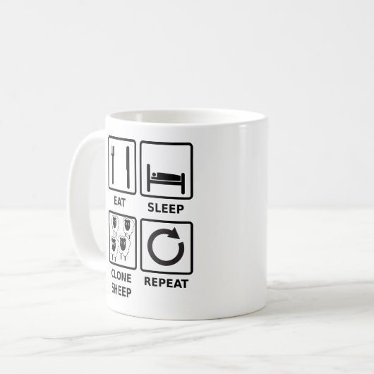 食べ睡眠クローン羊の繰り返しマグ コーヒーマグカップ (正面左)