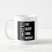 -食べ睡眠コード繰り返し コーヒーマグカップ (左)