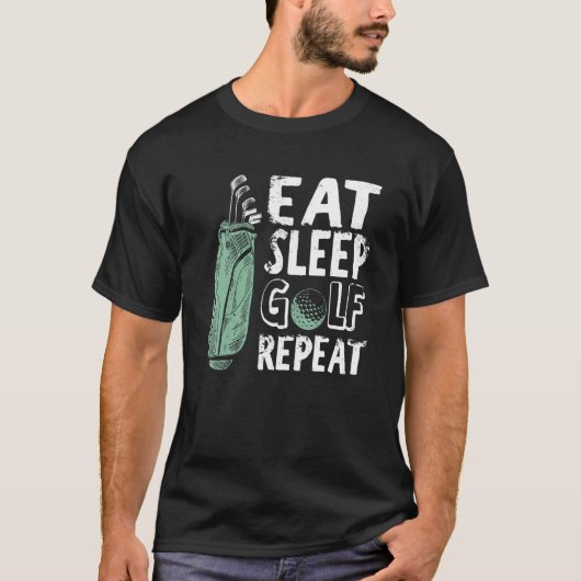 食べ睡眠ゴルフリピートヴィンテージゴルファーOutfi Tシャツ (正面)