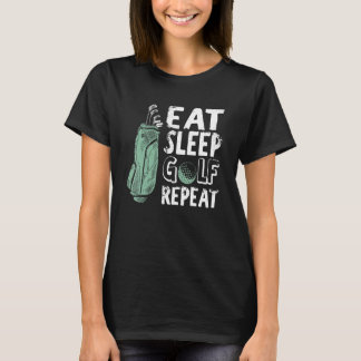 食べ睡眠ゴルフリピートヴィンテージゴルファーOutfi Tシャツ