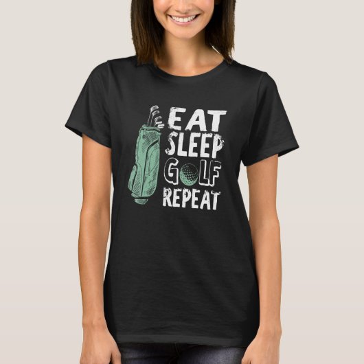 食べ睡眠ゴルフリピートヴィンテージゴルファーOutfi Tシャツ (正面)