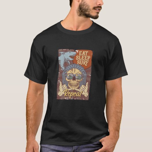 食べ睡眠サーフリピート Tシャツ (正面)