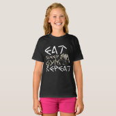 食べ睡眠ジムリピートおもしろい引用文 Tシャツ (正面フル)