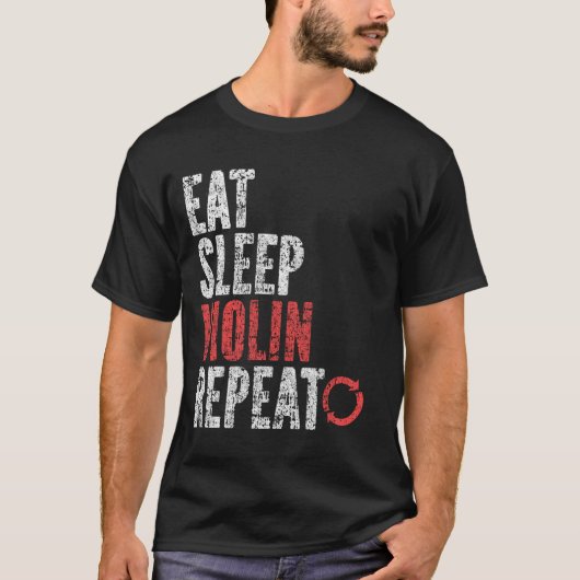 食べ睡眠バイオリン繰り返し Tシャツ (正面)