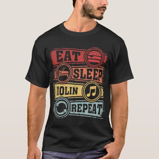 食べ睡眠バイオリン繰り返し Tシャツ (正面)